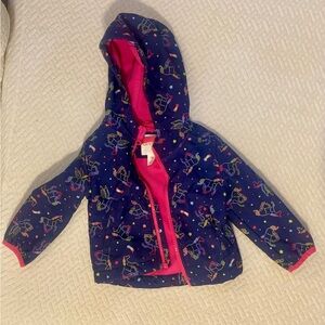 Cat & Jack Blue and Pink Puffer Jacket with Hood and Quilted Design